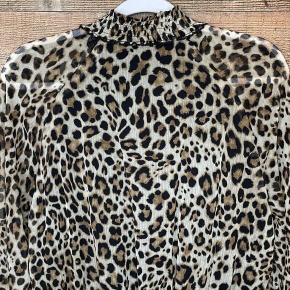 Rachel Roy Keyhole Long Sleeve Mini Dress Brown Leopard Print Size XL - Picture 9 of 13